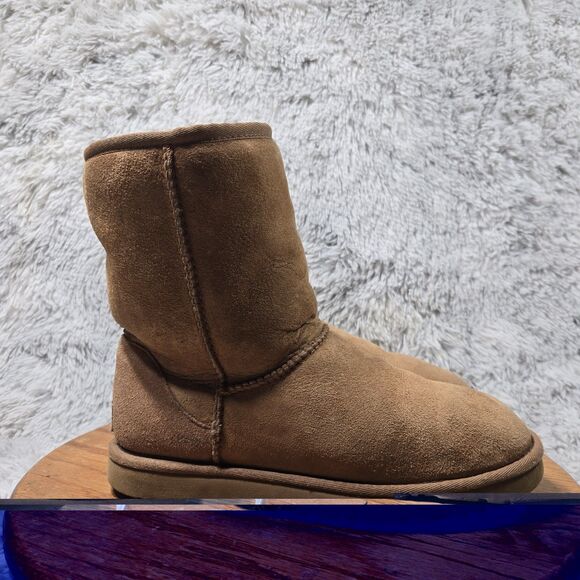 Ugg Australia Classic Short Women Size 7 Tan Sheepskin Winter Pull On Boots 5825 - Picture 10 of 12